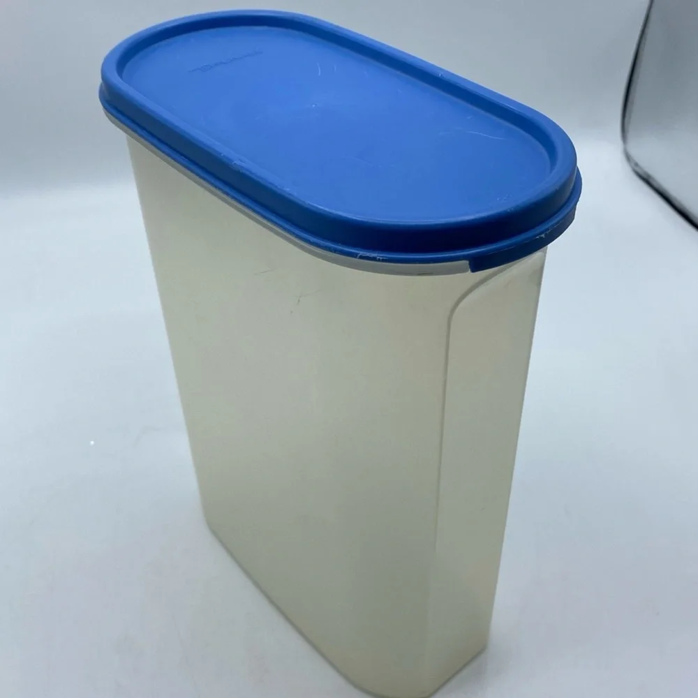 Tupperware Modular Mates Oval #4 Container 9.75 Cup #1614 Blue Seal Clear Body